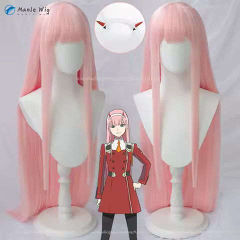 Anime 02 Cosplay Wig Pink 100cm Long ZERO TWO Wigs Cosplay Role Play Wig Heat Resistant Hair + Wig C