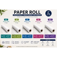 PLOTTER PAPER ROLL A0+ / A0 / A1 / A2 / A3 | 80gsm | 50M | 2” Core | Kertas Plotter / Large Format P
