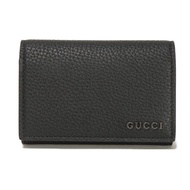 GUCCI Logo翻蓋卡包，藍色內襯，顏色粒面小牛皮，按扣，風琴式設計，證件包/名片夾，全新未使用，日本限量版，黑色卡包 ‎771152 AAFX7 4241