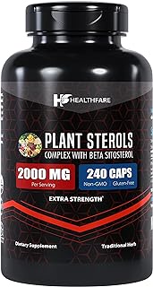 Healthfare Plant Sterols 2000mg | 240 Count | Beta Sitosterol | Supports Cholesterol &amp; Prostate Health | Gluten-Free &amp; Non-GMO