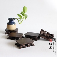 Redwood Carved Bonsai Stone Small Base Black Azalea Solid Wood Zisha Teapot Cup Base Wooden Tray Woo
