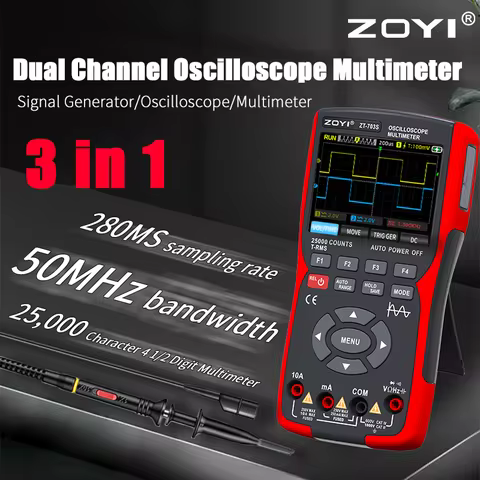 ZOYI ZT703S 3in1 Digital Multimeter 50MHz Bandwidth 280MS Rate PC Waveform Data Storage Dual Oscillo