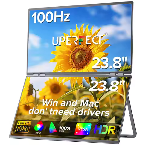 UPERFECT Delta 23.8" 100Hz Dual Monitor Portable Gaming Screen Laptop Extender Display 1080P HDR 360