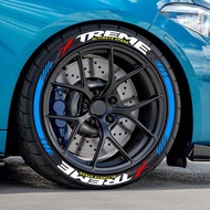 2PCS XTREME Tire Lettering Stickers - Aggressive Extreme-Style Tyre Decals With Optional Stripe Desi