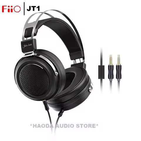 FiiO/JadeAudio JT1 Professional 3.5mm Studio Headphones for Recording Gaming with Microphone, 50mm D