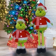 Patung Grinch Berdiri Teleskopik Baru Hiasan Krismas Grinch Raksasa Berbulu Hijau