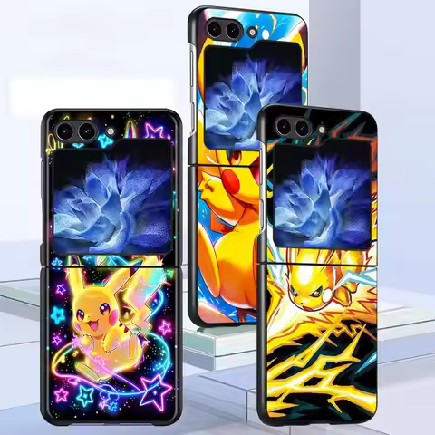 Cute Pokemon Pikachu Case for Samsung Galaxy Flip3 Flip6 Flip7 FE Z Flip 7 6 5 4 3 Flip4 Flip5 Back 