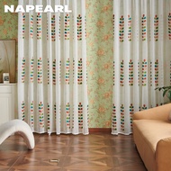 NAPEARL 20-30% Ring type Pastoral embroidered curtains window screens bedrooms living rooms bay wind