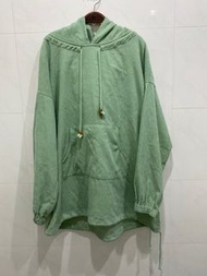 （二手）Afad韓貨 蘋果綠燈芯絨連帽上衣☘️🍏