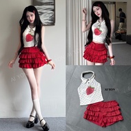 AY008 AIYON BRAND Set Of Semi-Tube Sleeveless Shirt With Collar Matching Shorts [2PM]