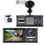 FANIELLAPOWELL Vehicle Recorder, IR Night Vision 360° View Car DVR,  HD Recording APP Control 3 Chan