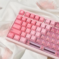 Gradient Pink Keycaps PBT+PC Light through Cherry profile Keycaps set for MX Switches Alice Mechanic