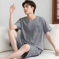 Men's summer pajamas new style short-sleeved loose casual large size shorts set for teenagers, suita