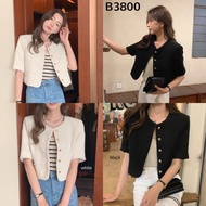 B3800 Hyeri Gold Heart Buttons Tweed Blazer