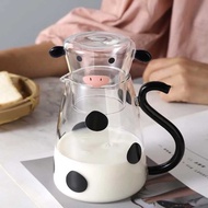 Cute Milk Glass Kettle Size 1800 Ml. Portable Jug Cow Shape Teapot For Gift