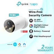 TP-Link 4MP/2K QHD Wire-Free Security CCTV 300 Days Battery Life AI Smart Camera Tapo TC85(C425)