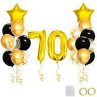 25pcs Gold Black Mixed Balloons 70th Birthday Party Decoration 70 Years Old Man Woman Birthday Decor