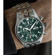 IWC_ Pilot s Green Surface Stainless Steel 41mm Chronograph Automatic Mechanical
