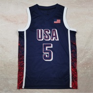 2024Paris Men's Basketball USA USA Dream Team Edwards EDWARDS 5No. Heat Pressed Jersey Basketball Un