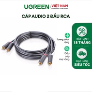 Cáp Audio 2 đầu RCA UGREEN AV104| Chuẩn 2 đầu 2RCA đực sang 2RCA đực | Mạ vàng 24K | Bảo Hành 18 Thá