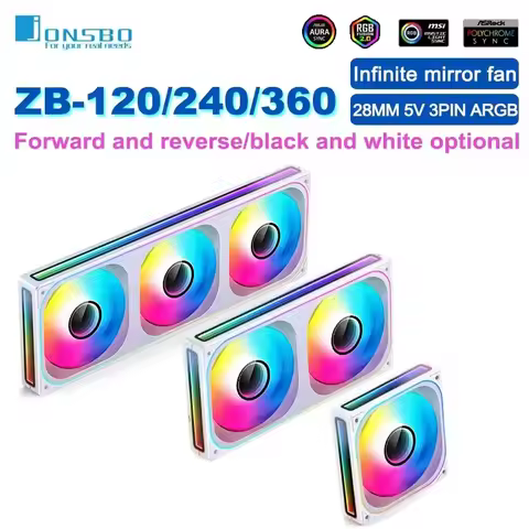 JONSBO ZB-120/240/360 Computer Case Fan 12CM 5V ARGB 120mm Monolithic Structure Water-Cooled Fan PWM