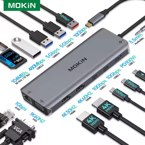 MOKiN USB C Type C Hub to 4K HDMI for MacBook Air Pro Hub Adapter with 10Gbps USB3.1 4K60Hz HDMI PD 