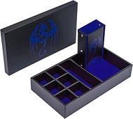 KSNDie 4 in 1 Multifunctional D&D Storage Dice Box Portable Dice Tower, Blue DND Dice Rolling Tray L