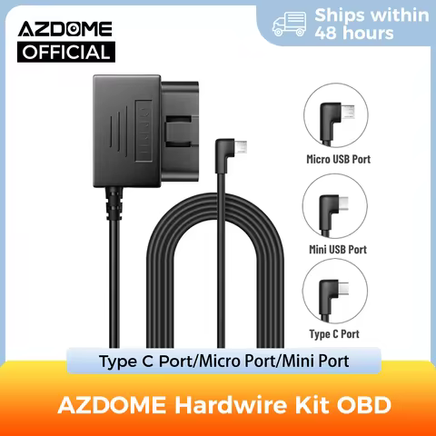 AZDOME Hardwire Kit OBD for AZDOME M550 M300S Dash Cam Parking Cable Micro USB Port/Mini USB Port/Ty