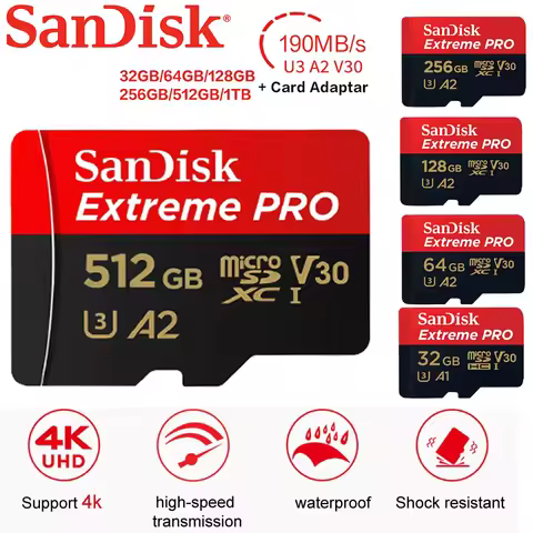 Sandisk Extreme PRO Card 32GB 64GB Original 128GB 256GB 512GB 1TB V30 Micro SD Card Class 10 UHS-I U