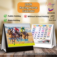 Year 2026 Horse Table Calendar Desktop Flip State School Public Holiday Malaysia Kalendar Kuda Racin