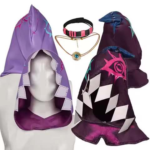 Arcane Jinx Cosplay Necklace Cap Hooded Hat LoL Roleplay Adult Women Neckband Halloween Carnival Par