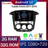 Acodo 2din Android 12 Carplay Headunit สำหรับ Toyota Innova 2011-2015 เครื่องเสียงรถยนต์ 9 นิ้ว 2G RAM 16G 32G ROM Quad Core iPS Touch Split Screen พร้อมทีวีวิทยุ FM ระบบนำทาง GPS รองรับ Video Out