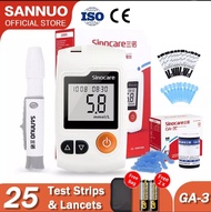 Sannuo Sinocare GA-3 Home kit Blood Glucose Meter Sugar Monitoring With 25 Pcs Test Strips and 25 Pcs Needles Lancets Glucometer Test Kit for Diabetes