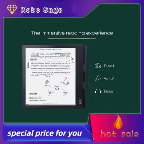 Kobo Sage | eReader | 8” HD Glare Free Touchscreen | Adjustable Brightness and Color Temperature | C