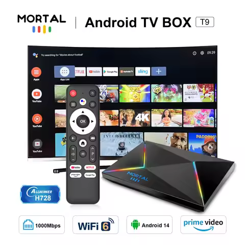 Mortal Smart TV Box Android14 T9 NETFLIX H728 Googel Chromecast 8K WIFI 6 1000M LAN 64G 1080P BT5 Vo
