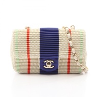 【二手】香奈兒 (Chanel) 迷你絎縫 20 褶皺單肩背包 A69900 米色/藍色皮革迷你絎縫鏈條肩背包 女士二手 A