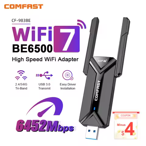 COMFAST WiFi7 USB Adapter BE6500 WiFi Card 5G 6G USB3.0 Wireless Network Card USB wifi 7 Adaptador A