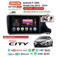 Carplay 9 inch Android Headunit ORCA PRO PLUS DVR Honda CITY 2014-2019 OFFICIAL Original