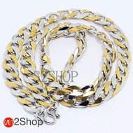 s2shop สร้อยคอสแตนเลสแท้ สร้อยคอพระ ลายห่วงแบนขัดเหลี่ยม ห้อยพระได้ 1 องค์ ความกว้าง 10 มม.ความยาว 1