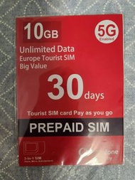 Vodafone 歐洲30日 10GB 5G 預付卡