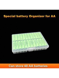 1個第5號AA48個/9伏20個電池儲存盒或干燥，可整理和存儲第5號AA48個電池，9伏20個電池或干燥以放置其他小物品，採用新PP材料，電池安全/透明/防水/防塵/便於存儲