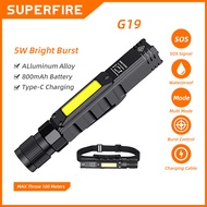 New SUPERFIRE G19 Powerful Head Flashlight torch LED COB Work light Rechargeable lamp for Camping fi