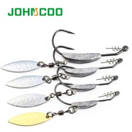 4pcs Offset Fishing Hooks 4.7g, 6.8g, 9.2g Lead Weighted Crank Hook with Spoon Soft Baits Hook Add L