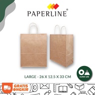 Paperline Large Brown Paper Bag 26 x 12.5 x 33 cm contains 20