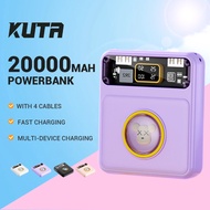 KUTA 20000mAh Powerbank Cute Doll Transparent design Fast Charging With 4 Cables Mini Portable Power Bank Battery displa