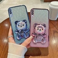 For Samsung Galaxy A50 Case Soft Silicone Bling Electroplated TPU Cell Phone Casing For Galaxy A50s A30s Back Cover Bear Stand