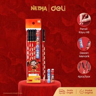 Deli x Nezha Pencil Graphite HB Wooden Pencil/ Contents 4 Pcs free Pencil lid NZ991-HB