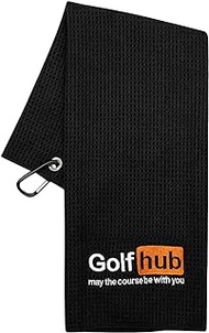 Funny Golf Towel Microfiber Fabric Waffle Pattern Towels, Tri-fold Golf Towel for Golf Bags with Heavy Duty Carabiner Clip Golf Gifts for Men Birthday Gifts for Golf Fan (FUN Style) (Golf Hub)