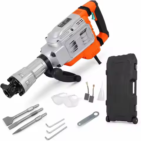 1700W Electric Demolition Jackhammer, 1900 BPM Heavy Duty Concrete Breaker, 60J Impact Energy, Anti-