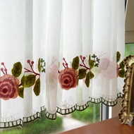 3D Rose Embroidery Short Window Curtain Easy Install
